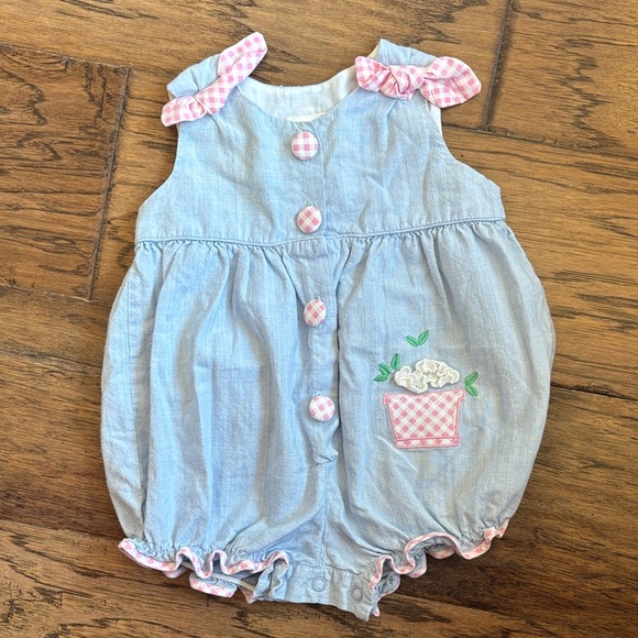 Vintage Baby Romper with Checkered Detailing - Picture 1 of 6